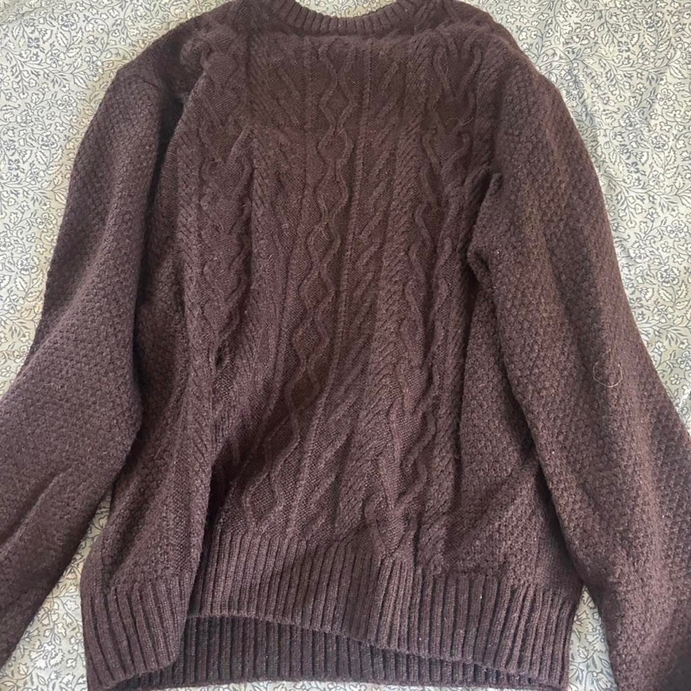 Primark Cable Knit Crew Sweater - Chocolate Brown
